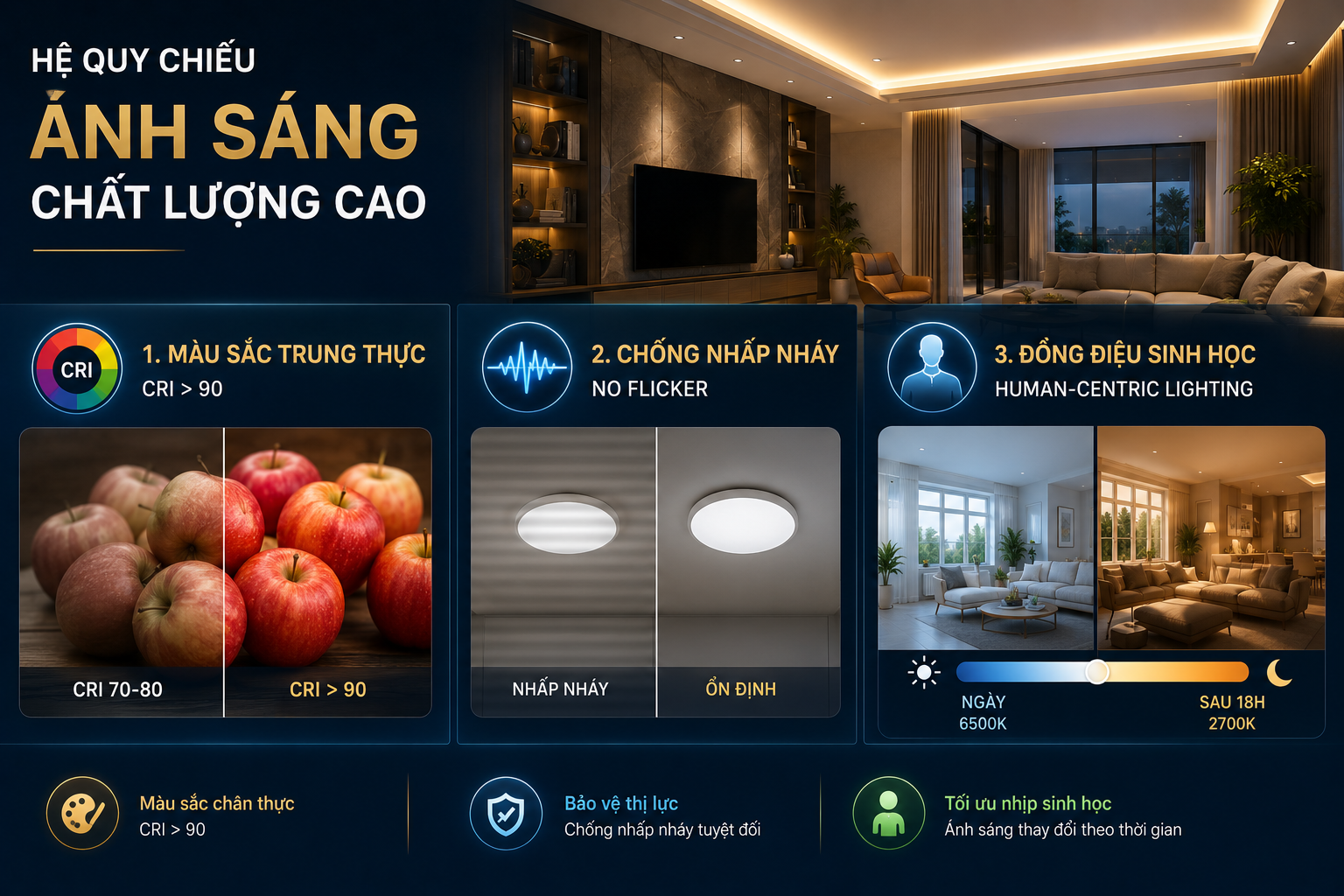 ÁNH SÁNG CHẤT LƯỢNG KIẾN TẠO KHÔNG GIAN SỐNG LÝ TƯỞNG 