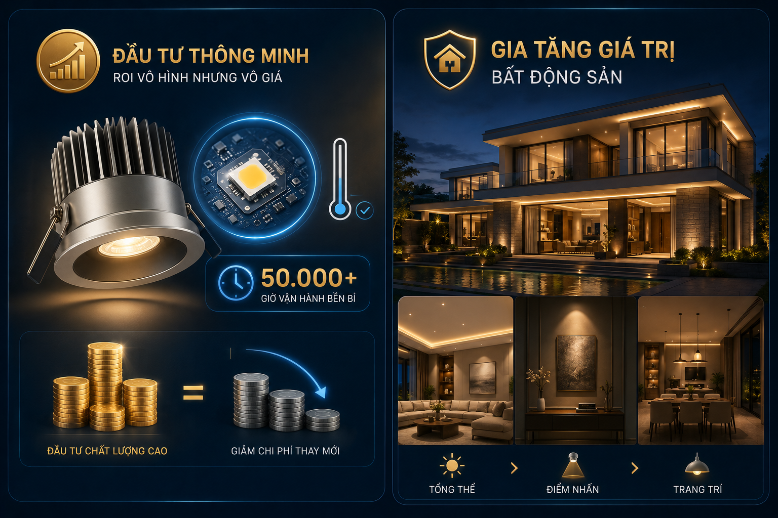 ÁNH SÁNG CHẤT LƯỢNG KIẾN TẠO KHÔNG GIAN SỐNG LÝ TƯỞNG 